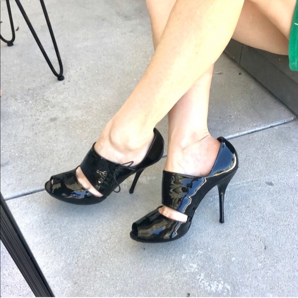 Gucci Shoes - GUCCI black patent leather Stiletto HEELS booties
